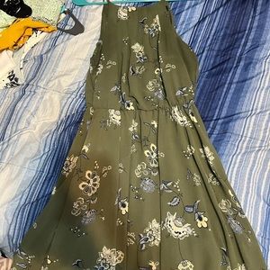 Olive Green Floral Flawless Dress